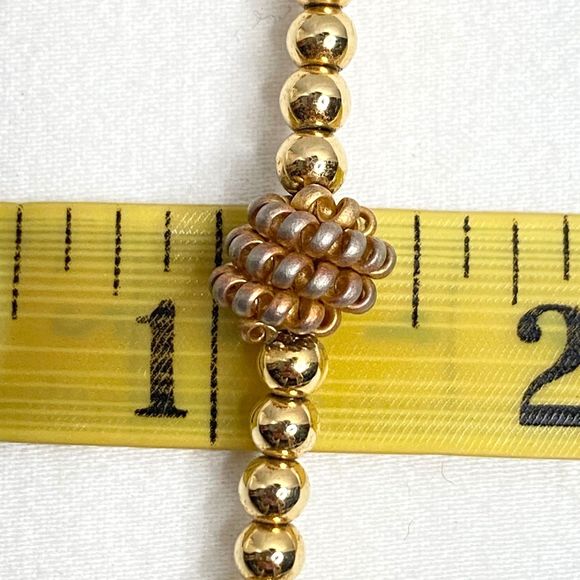 Anne Klein Station Choker Necklace Burnished Knots Over Gold Tone Ball Beads - Picture 8 of 9